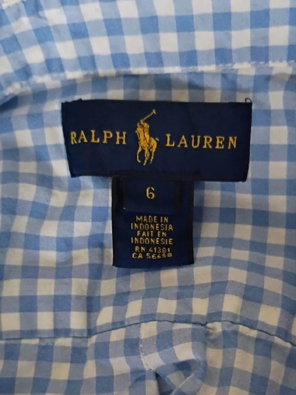Ralph Lauren Light Blue & White Gingham Button-Down Shirt